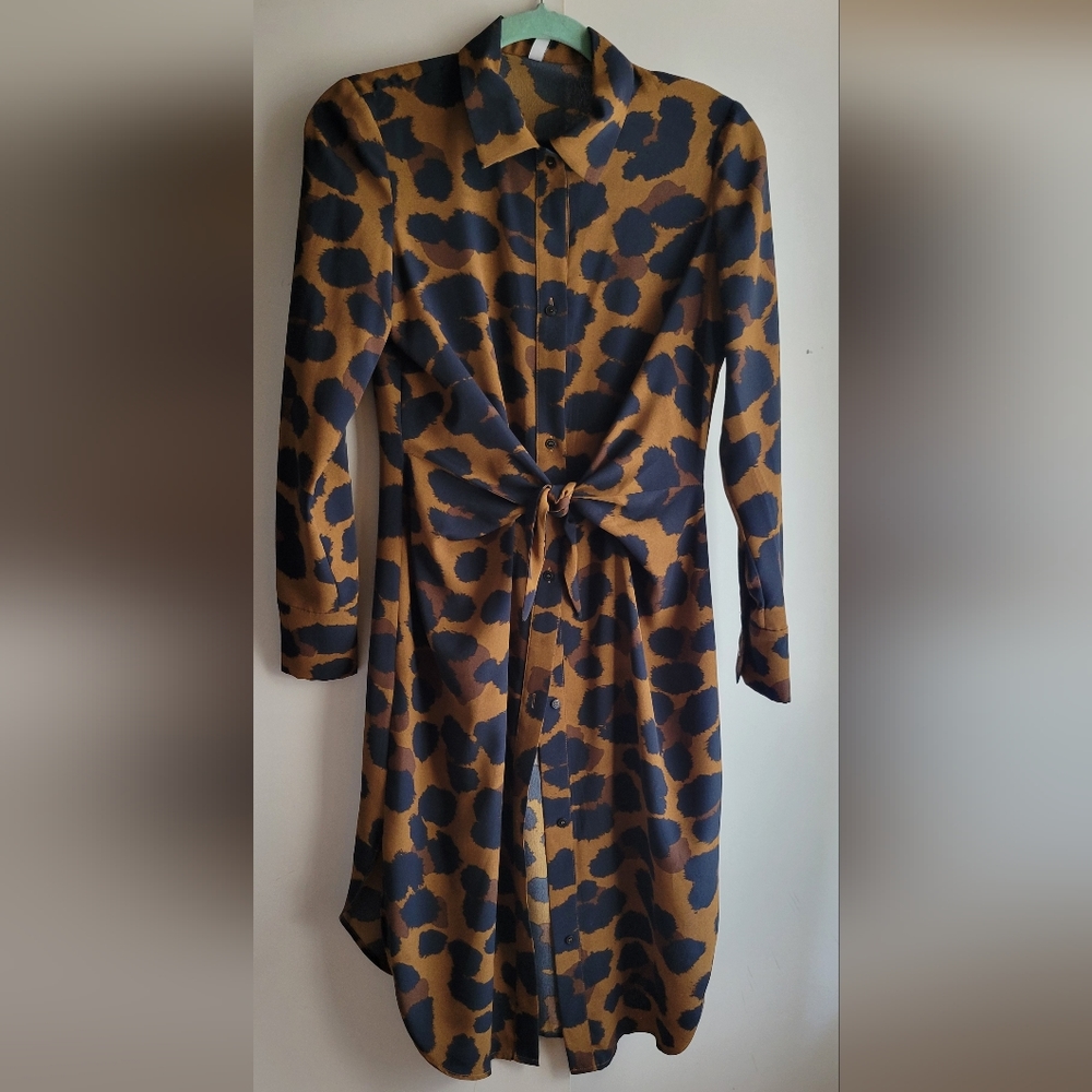 Mango button-up cheetah print dress